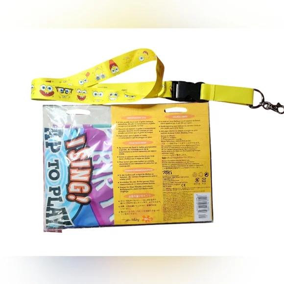 Spongebob Lanyard w/key ring & Spongebob "Happy Birthday Singing Balloon" - Picture 2 of 2